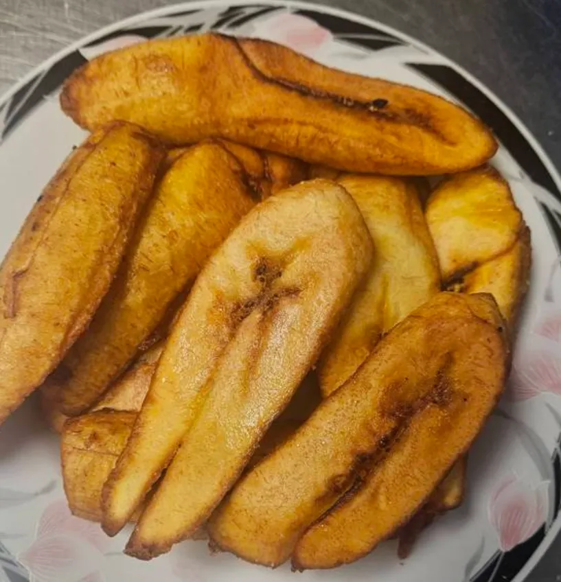 Plantains with protein at Lochi Afro Nija restaurant